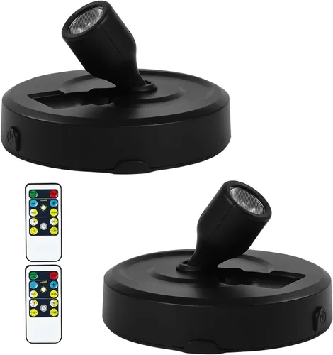 Miniatura 11 de Foco inalámbrico a pilas con control remoto, paquete de 2 luces para debajo del armario con función de temporizador para debajo del mostrador