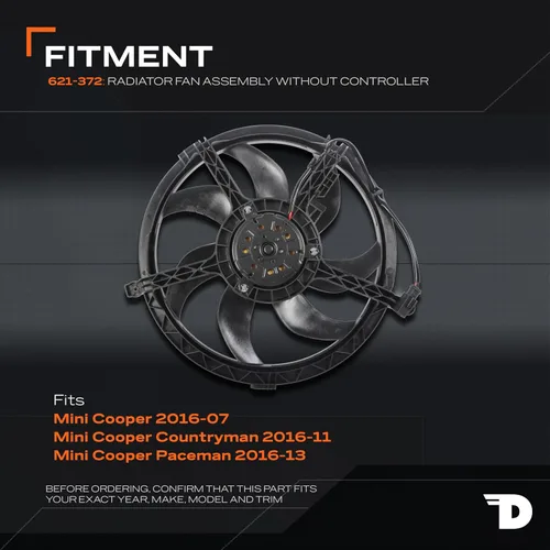 Miniatura 2 de Dorman Conjunto de ventilador de refrigeración del motor 621-372 compatible con modelos Mini seleccionados