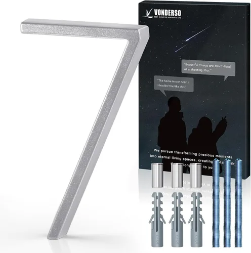 Miniatura 7 de VONDERSO Números flotantes de casa de 5 pulgadas para exteriores, números de dirección modernos de metal antioxidante (3), números de buzón Negro 3
