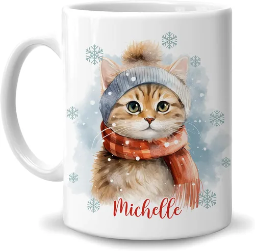 Hyturtle Taza de gato personalizada, regalos para niñas, hombres, mujeres, cumpleaños y Navidad, nombre personalizado, taza de té de café de