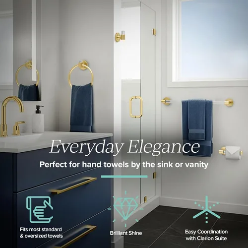 Miniatura 5 de Gatco 5731 Clarion Toallero Toallero de baño de 18 pulgadas de largo, soporte para toallas de baño de montaje en pared Acrílico transparente