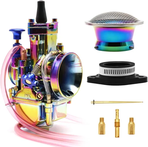 Miniatura 3 de Colorido PWK - Kit de carburador de 0.827 in con filtro de aire y colector de admisión, ajuste universal para motores de 50 cc a 100 cc 2T 4T motos