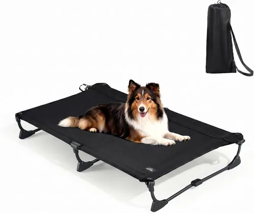 CANINE CANYON Upgraded Non-Slip Daisy Cot, Large Foldable Elevated Dog Bed, Portable Raised Outdoor Folding Dog Cot for Camping/Home, Chew Proof