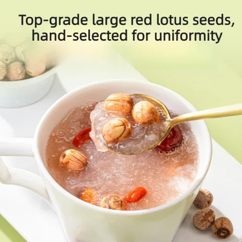 Miniatura 4 de Semillas de loto rojo, peladas y con núcleo, Hong Lian Zi secas totalmente naturales, sin amargor, nuez de loto comestible de alta calidad, veganas