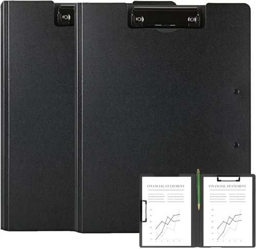 Miniatura 12 de Carpeta portapapeles plegable A4, carpeta portapapeles de oficina con clip de metal de doble clip, portapapeles de almacenamiento plegable de 360