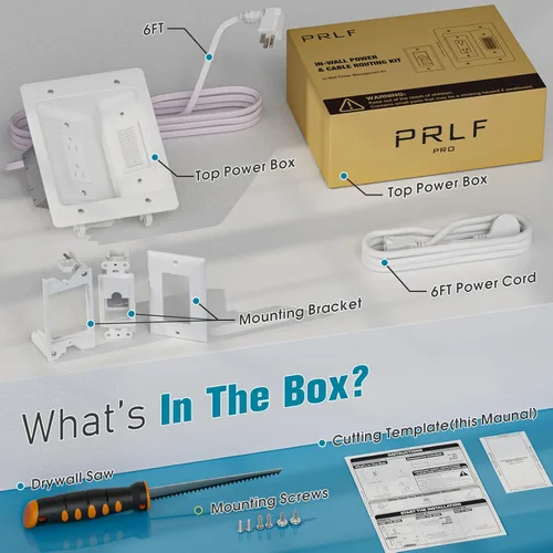 Miniatura 3 de Ocultacables de TV para TV montada en pared, kit de gestión de cables en pared, caja de tomacorriente – Ocultacables de doble tomacorriente