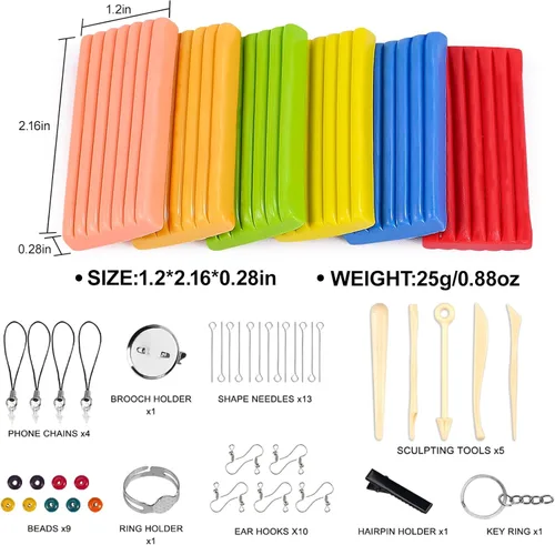 Miniatura 4 de CiaraQ - Kit de arcilla polimérica para modelar en horno, arcilla para manualidades con herramientas para esculpir, 50 colores, 1.57 kg Non-sticky