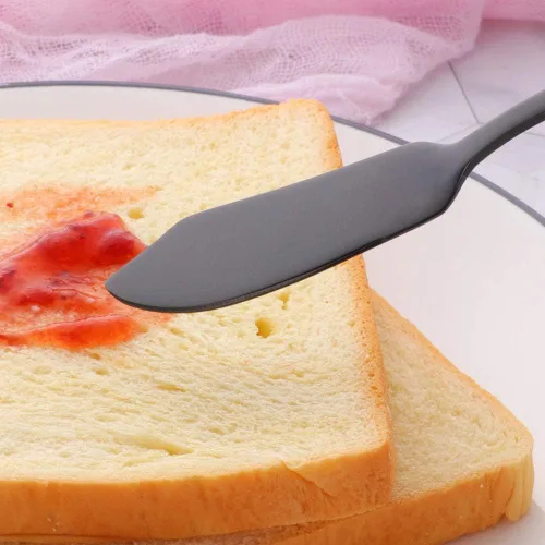 Miniatura 4 de Baikai - Juego de 4 cuchillos de acero inoxidable 18/10, cuchillo de mantequilla de desayuno negro, esparcidor de sándwich