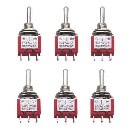Miniatura 12 de Mxuteuk 8 piezas interruptor de palanca mini SPST interruptor en miniatura encendido/apagado 2 terminales 2 posiciones 6 A 125 V 3 A 250 V