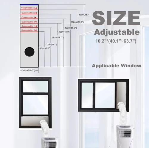 Miniatura 6 de Kit de sellado de ventana plateado para aire acondicionado portátil - 【30% aislamiento térmico universal】: kit de sellado de ventilación de ventana