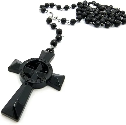 Miniatura 2 de COLLAR VERITAS AEQUITAS CRUZ BOONDOCK SAINTS COLLAR DE CRISTAL CON CUENTAS ROSARIO