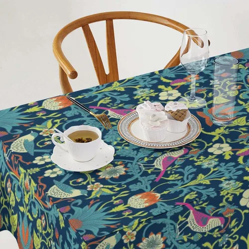 Miniatura 362 de Mantel Floral Retro de Pájaros, Diseño Original Bohemio William Morris Estampado Cubierta de Mesa para Hogar Picnic Fiesta Comedor Cocina William