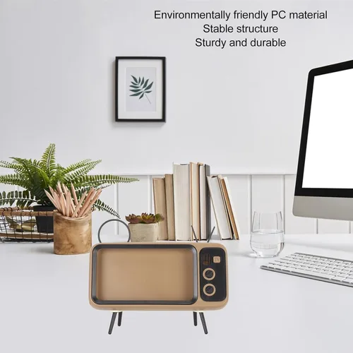 Miniatura 6 de ZJchao Soporte de teléfono retro para TV, estilo TV, soporte de teléfono retro para arañazos, decorativo, soporte para teléfono móvil de escritorio
