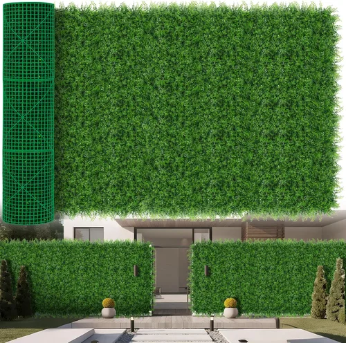 Miniatura 14 de Yangrass Paneles de Pared de Césped, 40"x120" (33.33 pies cuadrados) Rollo de Seto de Boj Artificial Pantalla de Privacidad, Decoración de Pared