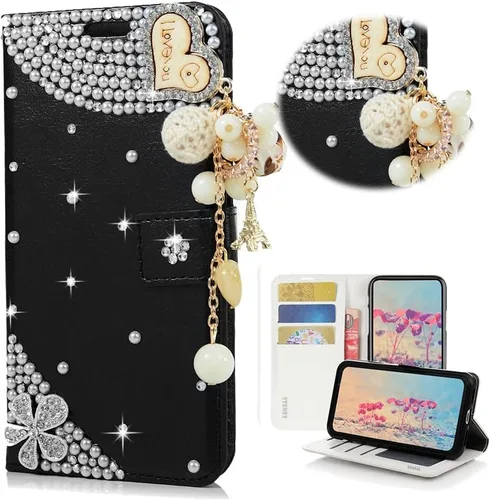 Miniatura 7 de Bling Wallet - Funda para teléfono compatible con OnePlus Nord N30 5G, elegante, hecha a mano en 3D con diseño de mariposas y flores, diseño floral