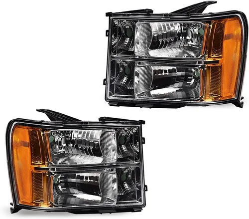 Miniatura 15 de CHEDA Faros delanteros, compatibles con GMC Sierra 1500 2500HD 3500HD 2007-2013, faros delanteros de cristal, lente transparente, carcasa negra