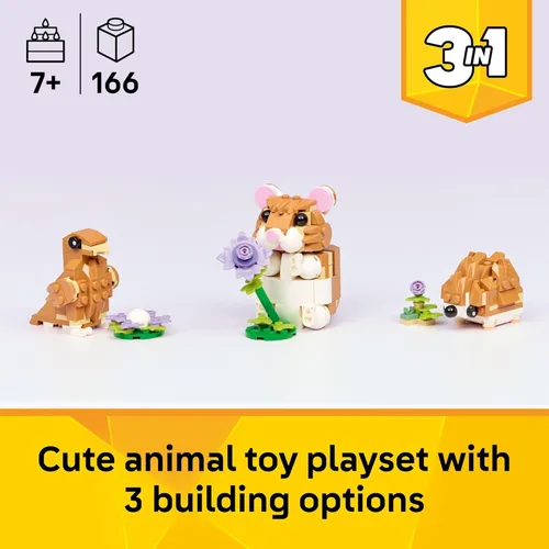 Miniatura 2 de LEGO Creator 31376 - Lindo hámster 3 en 1 con un juguete de construcción de flores para niñas y niños, a partir de 7 años. Los niños construyen una