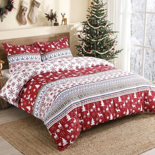 Miniatura 9 de CAROMIO Funda de Edredón de Navidad Tamaño Twin, Juego de Ropa de Cama de 2 Piezas con Funda de Edredón Estampada de Navidad (Twin, 68"x90")