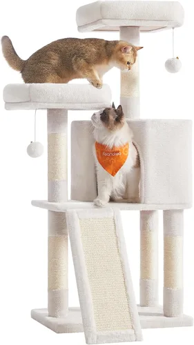Miniatura 8 de Feandrea Árbol para gatos, torre para gatos de 45.3 pulgadas, condominio de felpa con poste rascador, rampa, perca, cueva espaciosa, para espacios