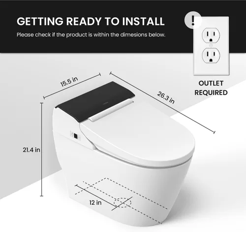 Miniatura 6 de VOVO VB-3100SR - Asiento de inodoro redondo para bidé, agua caliente, luz LED, asiento climatizado, color blanco, secador, boquilla de acero