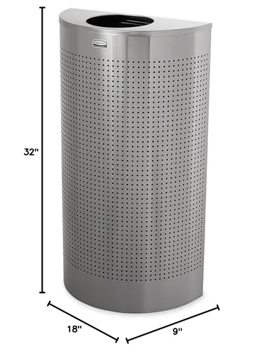 Miniatura 4 de Rubbermaid Commercial Products Silhouette - Bote de basura de 12 galones, color plateado, medio redondo para interiores y exteriores, con apertura