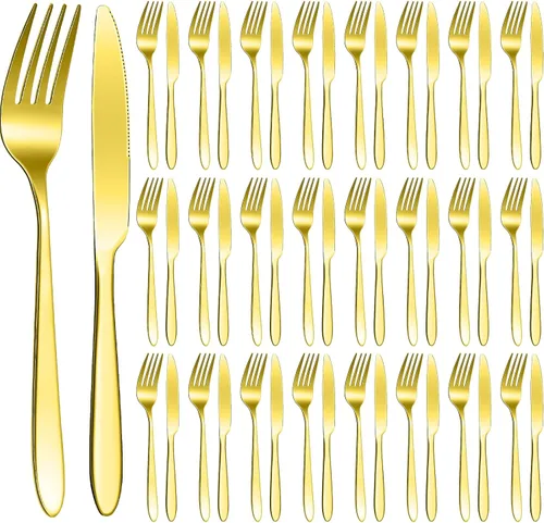 Miniatura 8 de Nuenen Juego de cubiertos de 50 tenedores de acero inoxidable, tenedores y cuchillos, cubiertos para cocina, restaurante