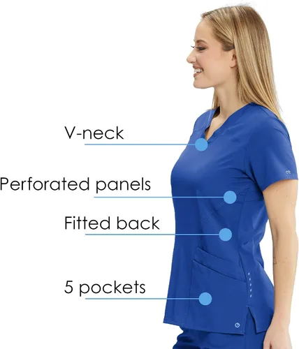 Miniatura 5 de Barco ONE - Top de 5 bolsillos con cuello en V para mujer, elástico en 4 direcciones