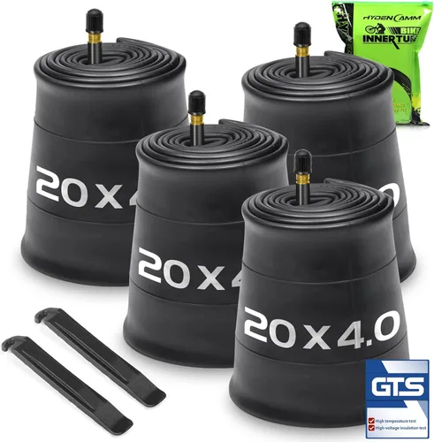 1/2/4 Pack 20x4 26x4.0 Fat Bike Tube with AV 32mm Schrader Valve, Premium Butyl Rubber Fat Tire Bike Tubes with Tire Levers, 20, 26x3.5-4.5 Bike