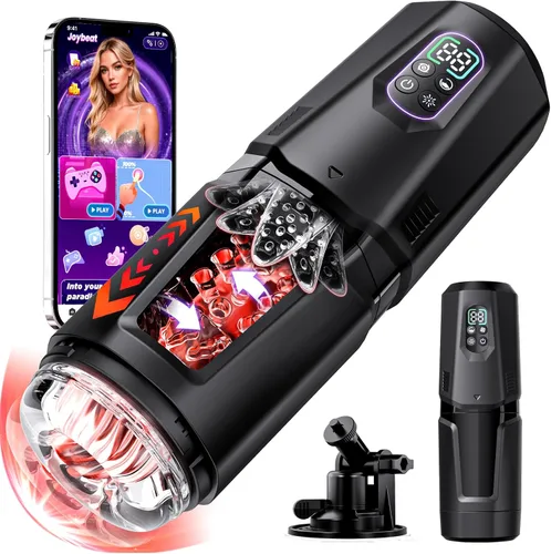 EINSEO Juguetes sexuales masculinos para hombres – AI Sync Masturbador masculino Stroker con 7 modos giratorios de empuje y 7 modos de lamer