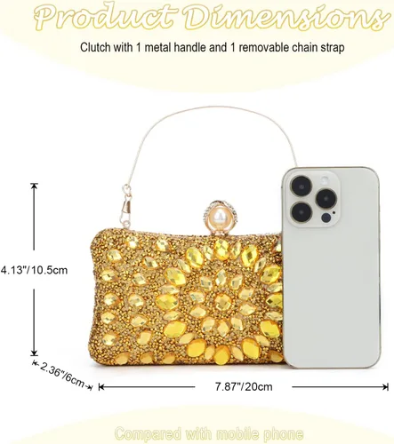 Miniatura 3 de Lanpet Bolso de mano multicolor con diamantes de imitación de cristal para mujer, bolso de hombro con correa de cadena