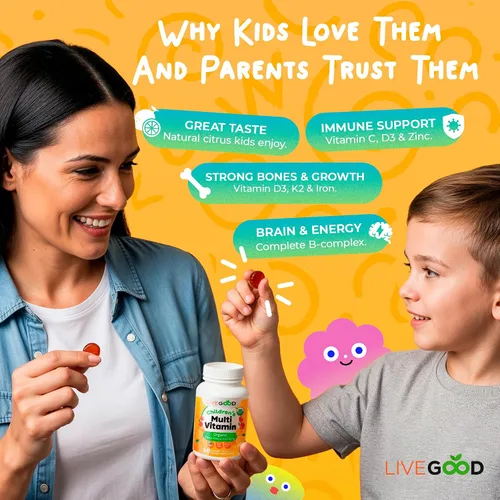 Miniatura 4 de LIVEGOOD Gomitas multivitamínicas orgánicas para niños, multivitamínico para niños, vitamina D para niños pequeños y niños, vitaminas orgánicas
