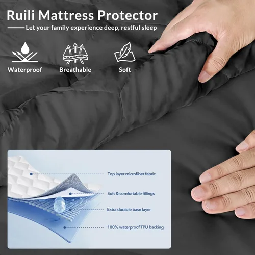 Miniatura 2 de Protector de colchón tamaño individual, impermeable, lavable, funda acolchada para colchón ajustable, protección de cama de plástico sin ruido