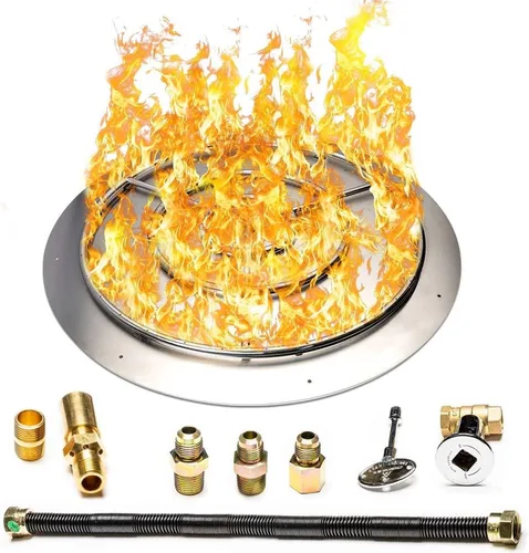 Miniatura 25 de Kit de quemador de acero inoxidable y anillo Pro con encendido por chispa para fogatas de gas natural, sartén de 36 pulgadas, anillo de quemador
