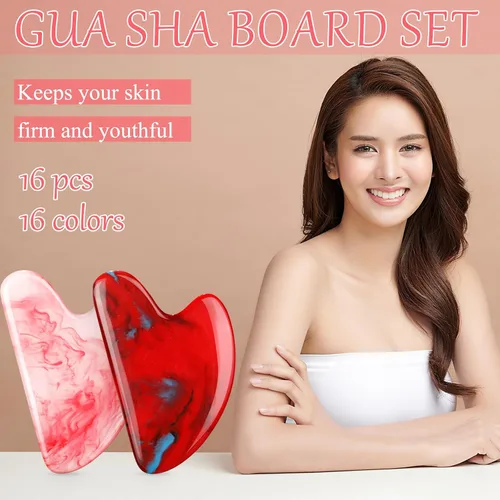 Miniatura 5 de Sherr 16 Uds Gua Sha Herramientas Faciales Gua Sha Stone Herramientas de masaje facial Masajeador facial para cuerpo Spa acupuntura aliviar