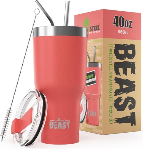 Miniatura 16 de Beast Vaso Térmico de 30 oz de Acero Inoxidable con Aislamiento al Vacío para Café y Hielo de Doble Pared Termo de Viaje (Rojo Arándano)