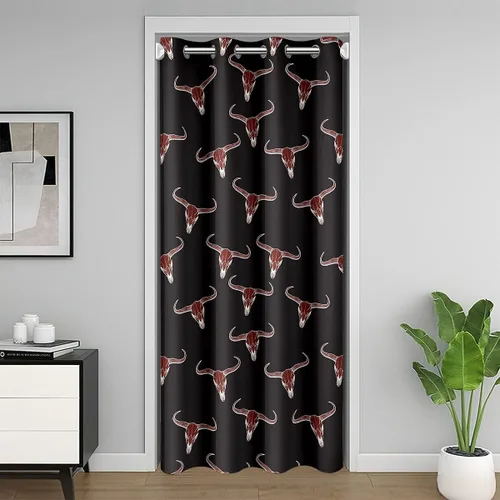 Miniatura 25 de Erosebridal Cortinas opacas de hojas para ventana de puerta, cortinas opacas de hojas blancas y negras, cortina de puerta de hojas, plantas Hojas