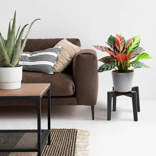Miniatura 7 de Soporte de madera para plantas de 7.5 x 9.8 pulgadas, para interiores y exteriores, soporte de madera para macetas de un solo piso, soporte