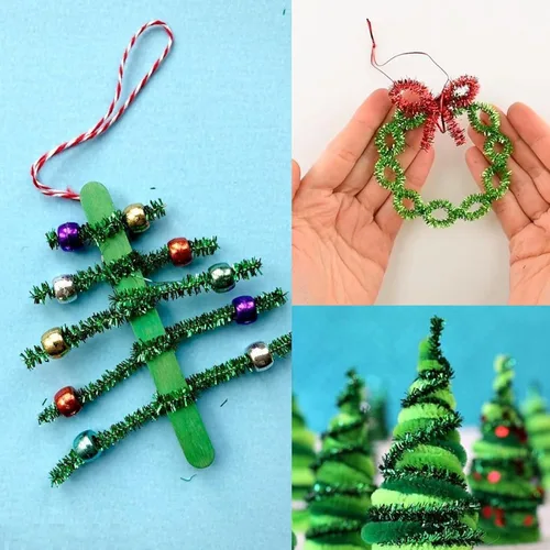 Miniatura 7 de Limpiadores de tubería brillantes - 200 piezas Rojo y Verde Limpiadores de tubería de Navidad 0.23"X12" Chenillas brillantes con tallos metálicos