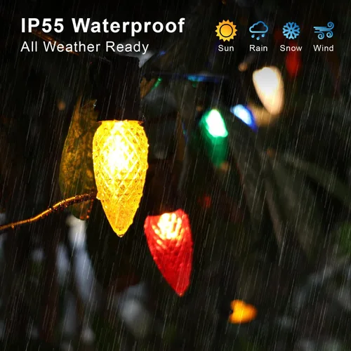 Miniatura 3 de Paquete de 50 bombillas LED multicolor C9 de repuesto, bombillas LED C9 de plástico inastillables e impermeables para tiras de luces al aire libre
