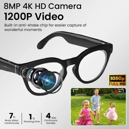 Miniatura 6 de Al - Lentes inteligentes, lentes de cámara de 8 MP con traducción en tiempo real y análisis de objetos, grabación de video HD 1080P, no requiere