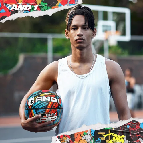 Miniatura 5 de AND1 Supreme Grip - Pelota de baloncesto de goma y bomba, pelota oficial de Streetball tamaño 7 (29.5”), hecha para juegos de baloncesto en Azul