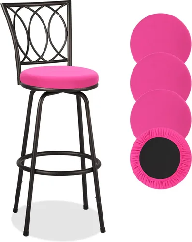 Miniatura 13 de Deisy Dee 4 fundas de asiento redondas para taburetes de bar, fundas elásticas para sillas redondas de 13 a 16 pulgadas (naranja)