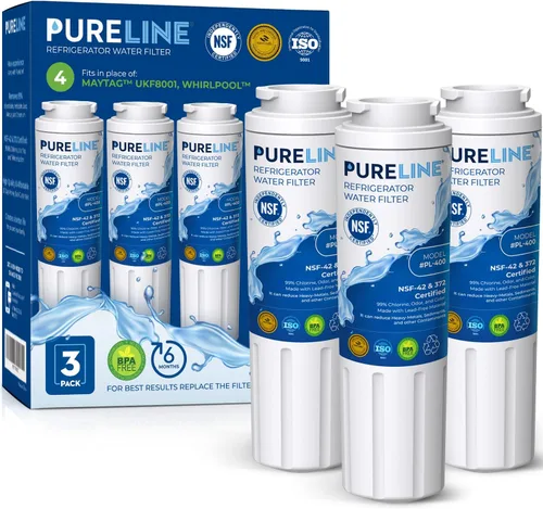 Pureline UKF8001 Reemplazo del filtro de agua del refrigerador, EDR4RXD1, filtro Everydrop 4, UKF8001AXX-750, UKF8001AXX-200, Maytag UKF8001,