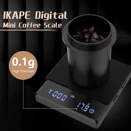 Miniatura 2 de IKAPE Mini báscula de café digital con temporizador, 4.4 lbs/0.00 oz de alta precisión recargable de goteo espresso con función de tara, pantalla