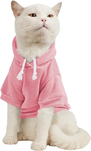 Miniatura 19 de QWINEE Sudadera Básica con Capucha para Perro Suéter para Cachorro Disfraces Cálidos para Gato Ropa para Mascotas para Chihuahua Cachorro Gatito