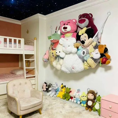 Miniatura 2 de Hamaca de animales de peluche, red de almacenamiento de pared de esquina para juguetes de peluche, organizador colgante de poliéster para decoración