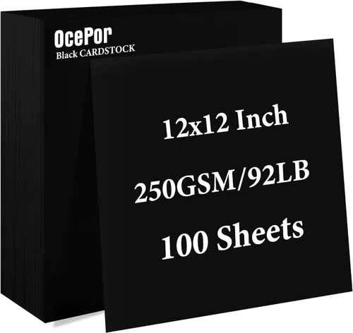 Miniatura 9 de OcePor 100 hojas de cartulina negra de 8.5 x 11 pulgadas, cartulina negra de 92 libras/250gsm, papel grueso de cartulina, papel pesado de cartulina