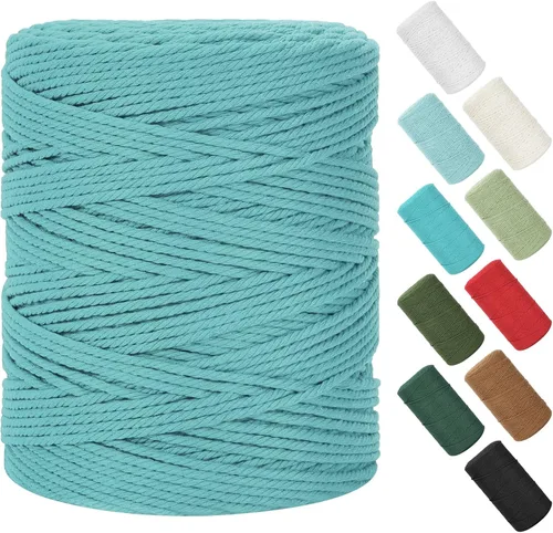 Miniatura 43 de Cordón de macramé de 0.079 in x 380 yardas (1140 pies), cuerda de algodón natural para colgar en la pared, ganchos de plantas, manualidades, Beige