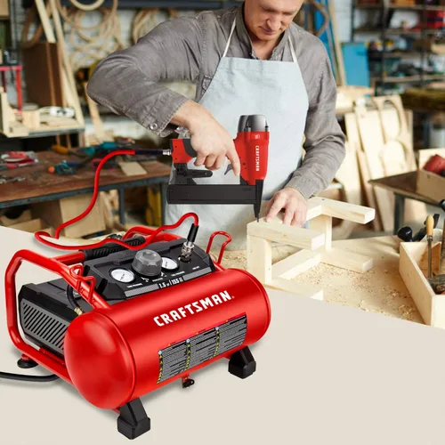 Miniatura 2 de Craftsman - Compresor de aire, 3 galones, 1,5 HP Max 155 Psi, sin aceite, portátil, color rojo, modelo CMXECXA0200341
