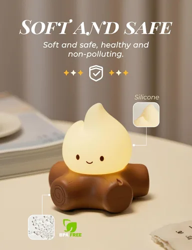 Miniatura 6 de 3 piezas Luz Nocturna de Fogata para Niños, Lindos Regalos de Lámpara de Fogata, Luces de Llama LED Iluminadas, Regulable, Luz Nocturna Recargable